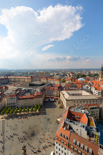 Aerial view of Neumarkt ( New Market ) located in the historic city center, Dresden, Germany