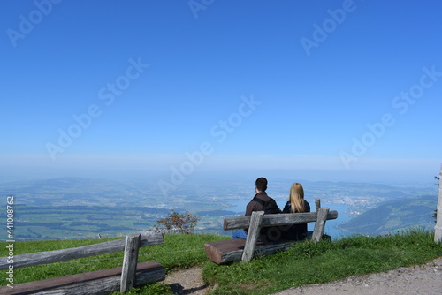 sitting on a bench on top of a mountain © Leonardo