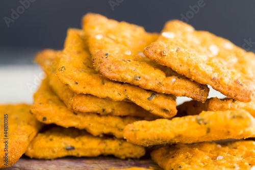 wheat crackers with vegetables and spices