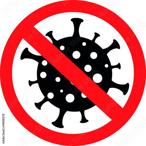 Sign caution coronavirus. Stop coronavirus. Coronavirus outbreak. Coronavirus danger and public health risk disease and flu outbreak. Pandemic medical concept with dangerous cells.Vector illustration