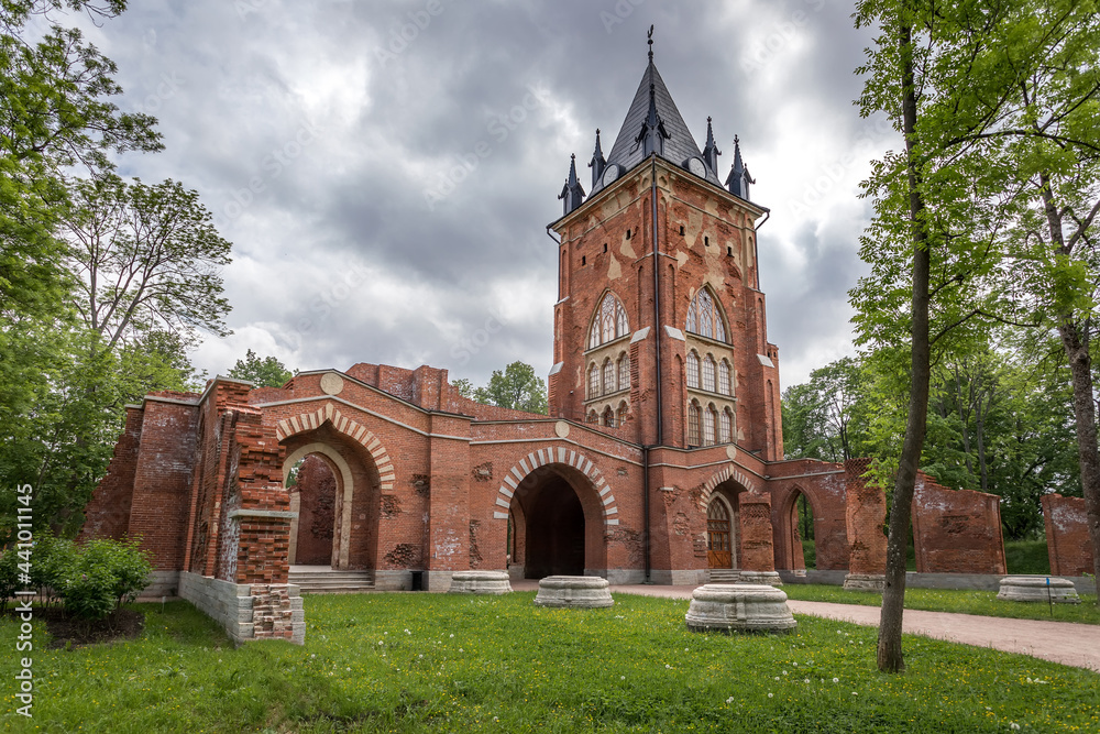 pavilion Chapelle Tower in the Alexander Garden in the city of Pushkin in the summer