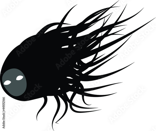 Dark spooky hairy flying ghost face