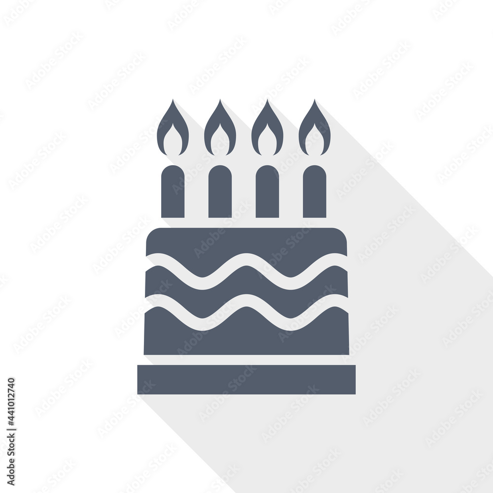 Obraz premium Birthday cake with candles, celebration concept flat design vector illustration