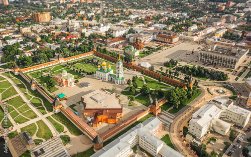 Cityscape of Tula on a sunny day. Aerial view photo