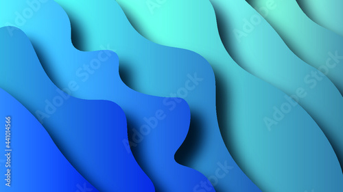 Blue smooth watercolors abstract layers with shadow and waved sublayers. Watercolor Background waves vector silk backgrounds. Dynamic Flow wave modern abstract 