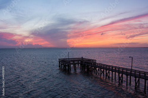 Sunset at the pier on Mobile Bay 