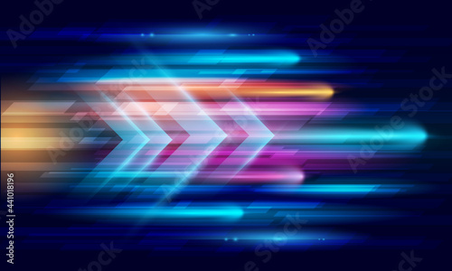 Modern abstract high-speed movement. Colorful dynamic motion on blue background. Movement sport pattern for banner or poster design background concept.