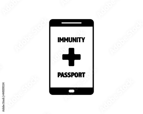 Vaccine passport app on smartphone vector - vaccination travel application on mobile device with sign of immunity from Covid-19 for safe travel after global pandemic of Coronavirus.