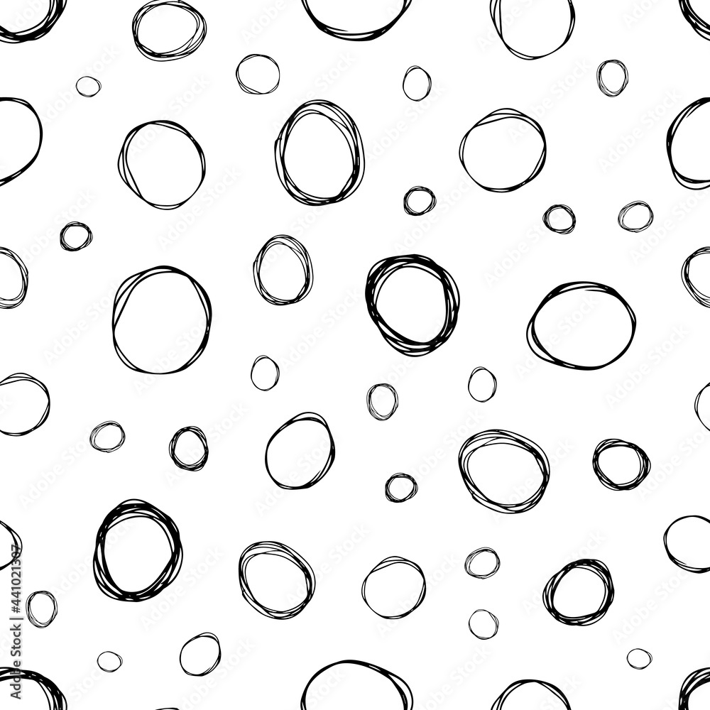 Seamless pattern with sketch circles shape