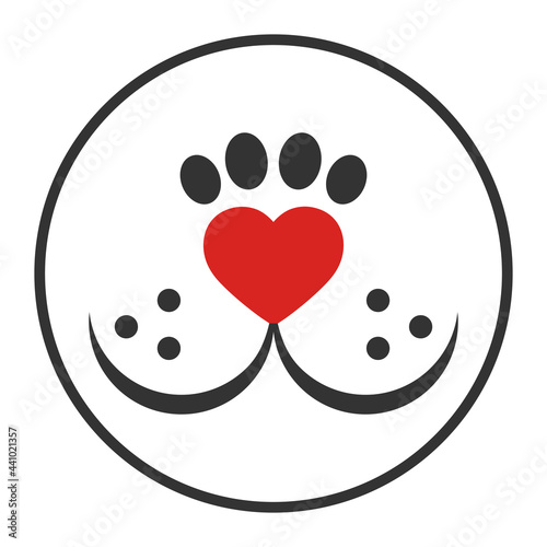 emblem cute dog muzzle in a circle on a white background