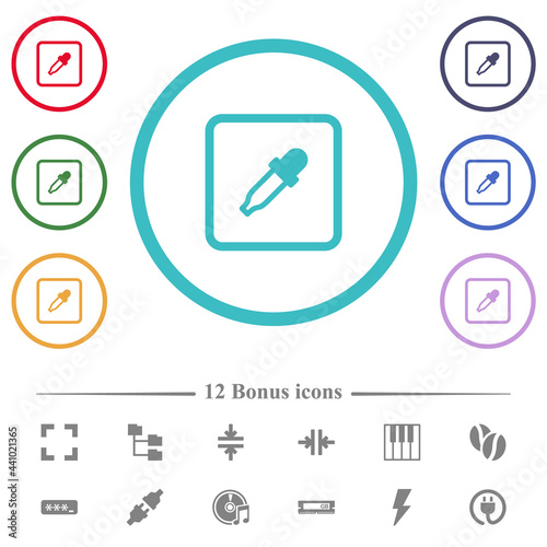 Get object color flat color icons in circle shape outlines