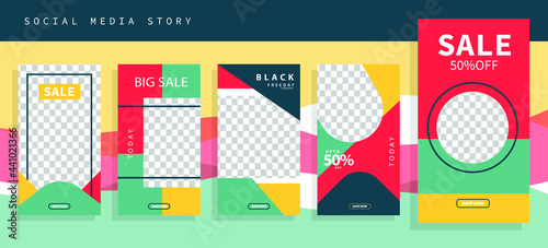 Banners Bundle Kit Set of Social Media Instagram Story. Geometric Stories Sale Banner Background ,Poster, Flyer, Coupon, Layout Composision Golden, Smartphone Templates Story editable eps 10 vector