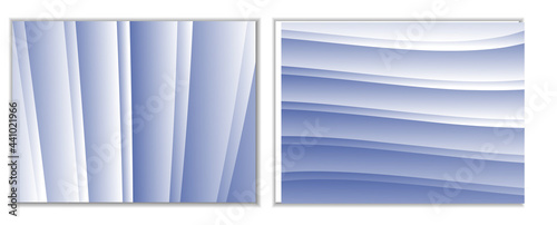Abstract gradient waves background and folds. A set of 2 templates. 3D illustration in gentle pastel colors. Vector