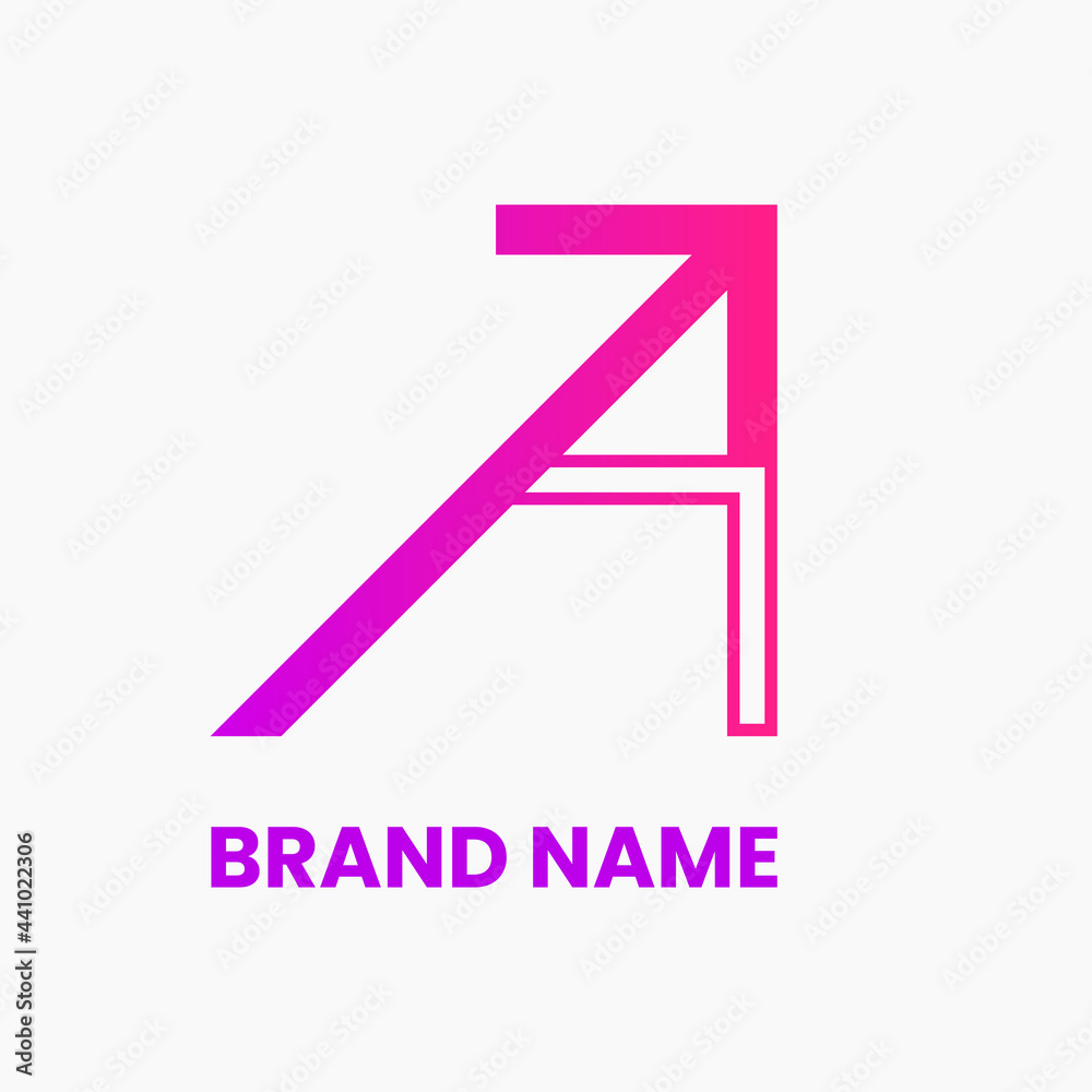 Letter A Arrow Logo Concept. Gradient, Simple, Modern and Line Logotype. Purple and Pink. Suitable for Logo, Icon, Symbol and Sign. Such as initial, Insurance, Finance Letter A Arrow Logo Concept. Gradient, Simple, Modern and Line Logotype. Purple and Pink. Suitable for Logo, Icon, Symbol and Sign. Such as initial, Insurance, Finance