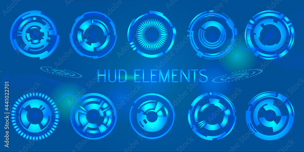 Blue abstract futuristic HUD object. Sci Fi user interface digital eye ...