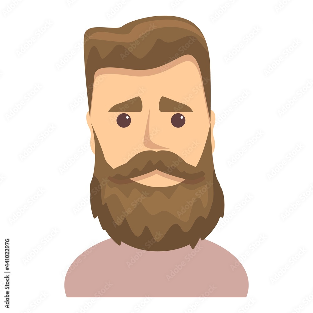 Sad bearded guy icon. Cartoon of Sad bearded guy vector icon for web design isolated on white background Sad bearded guy icon. Cartoon of Sad bearded guy vector icon for web design isolated on white background