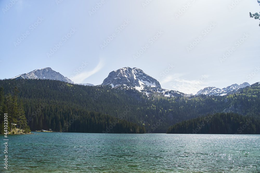 Black lake, Natural landscape. Mountain lake, Zabljak, Montenegro, Durmitor national park