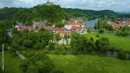 Aerial view of the city Kallmünz in Germany, Bavaria. on a sunny day in spring photo