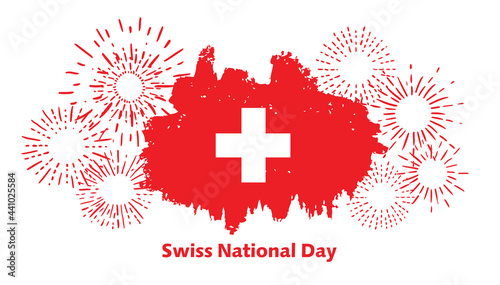 Swiss national day grunge vector illustration. 