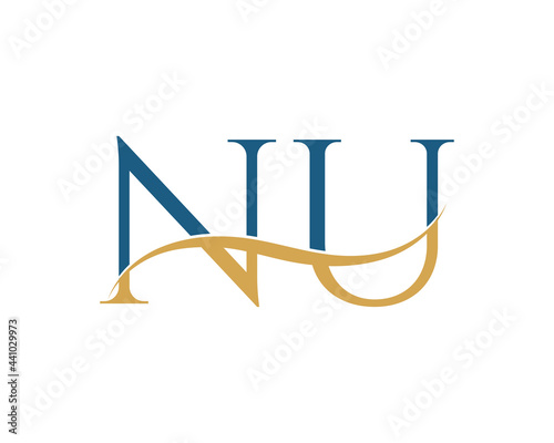 Initial letter NU, NU letter logo design