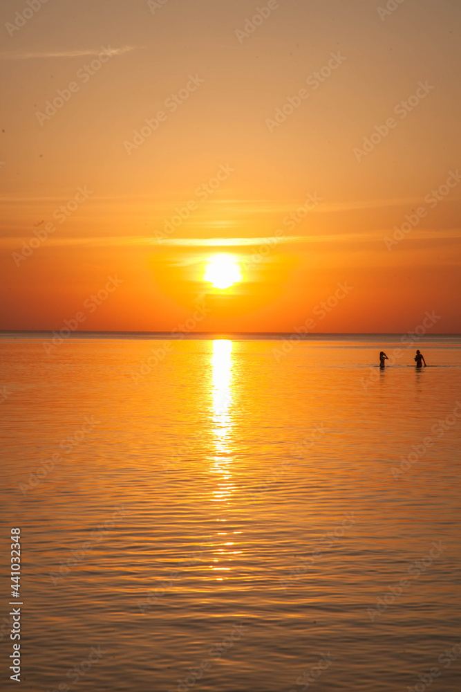 Summer sunset at sea. A resort place to relax at sunset. text place. Summer sunset at sea. A resort place to relax at sunset. text place.