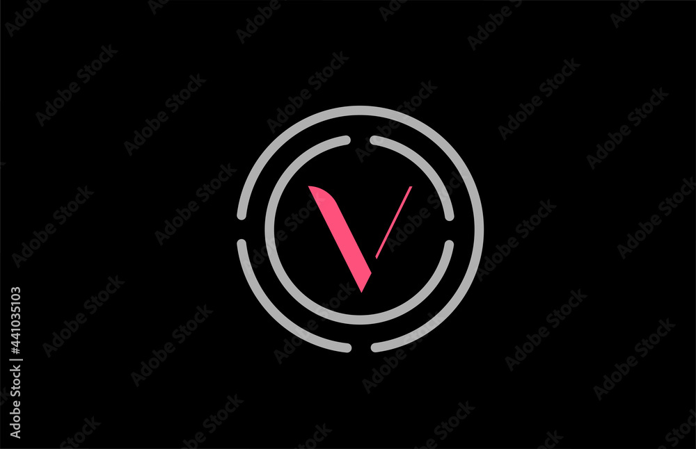 V letter design with pink colour and circles. Alphabet logo design. Icon branding for products and company V letter design with pink colour and circles. Alphabet logo design. Icon branding for products and company