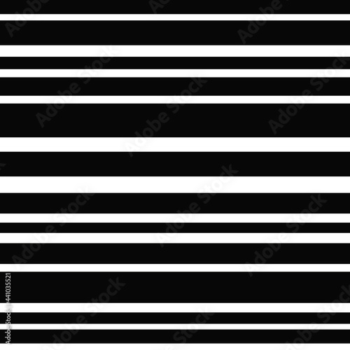 Vector simple striped background. Black and white horizontal lines.