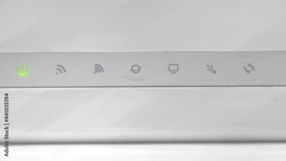 Wi-Fi Router Close-up. Icons Turn Green, Wireless Technology Wi-Fi Router Close-up. Icons Turn Green, Wireless Technology