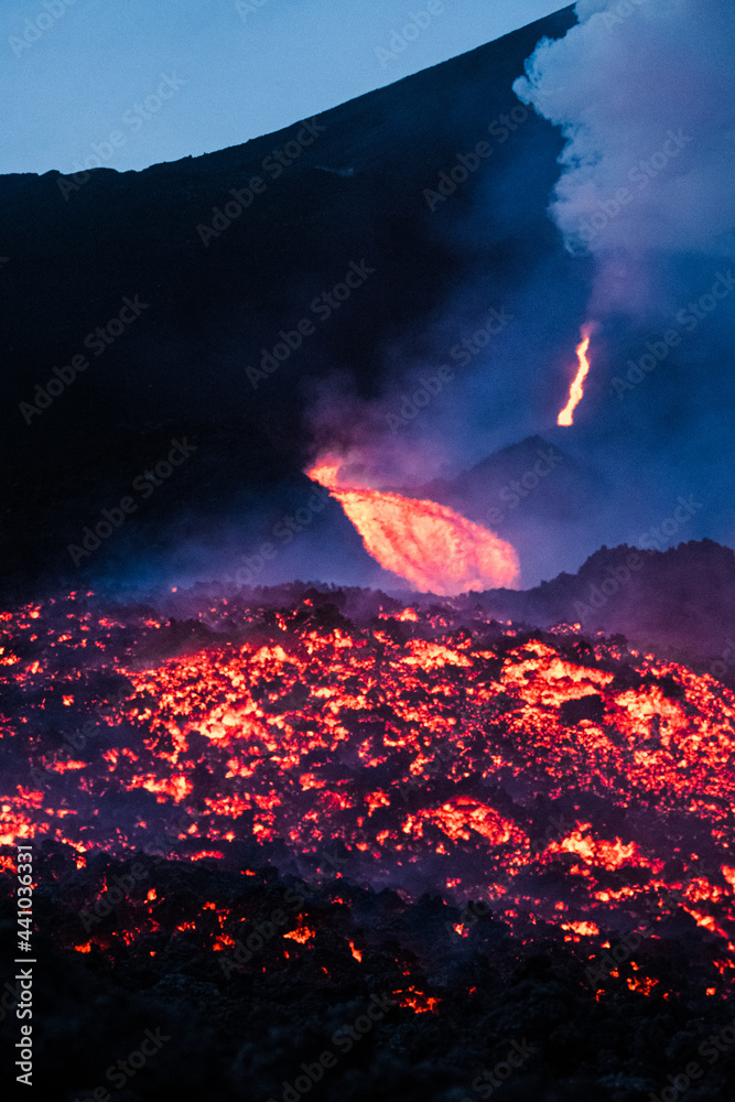 Volcan de lave Pacaya, coulée de lave