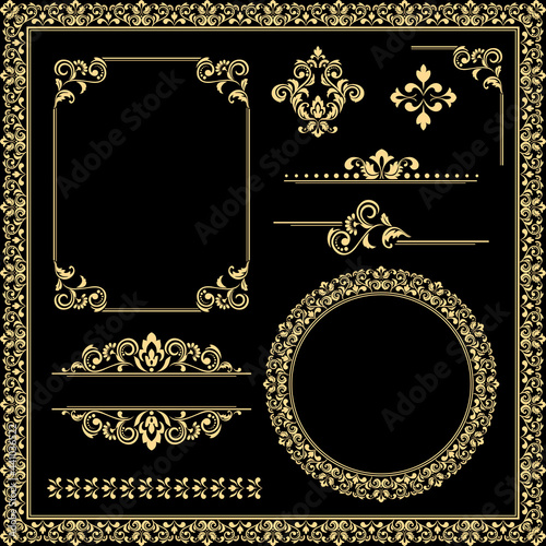 Vintage Set. Floral elements for design monograms, invitations, frames, menus and labels. Graphic design of the website, cafes, boutiques, hotels, wedding invitations.