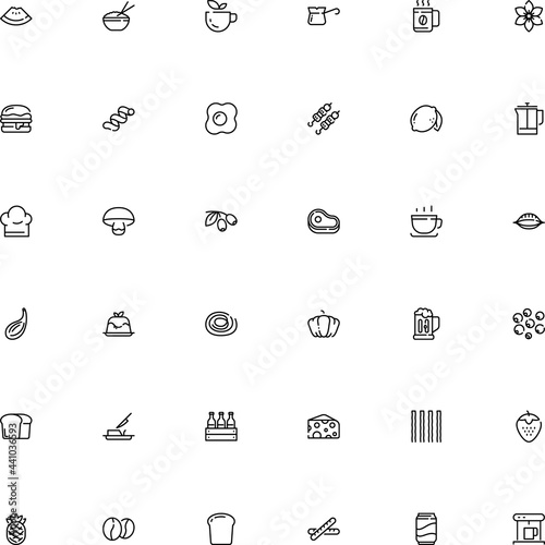 icon vector icon set such as: sauce, riccioli pasta shape, etching, cotta, aniseed, teabag, chicken, costume, graphics, coffeemaker, metal, kebab, fried, cooker, refreshment, box, spicy, star