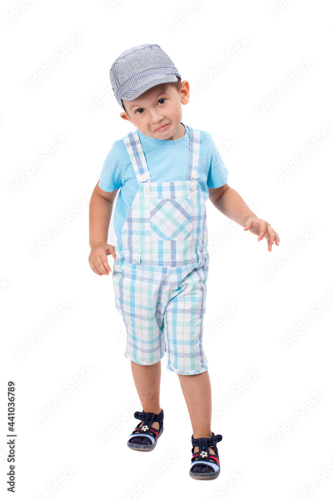 Cute boy with hat, posing. Isolated on white Cute boy with hat, posing. Isolated on white