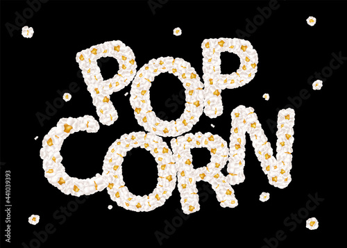 Popcorn lettering consists of airy popcorn. Vector illustration