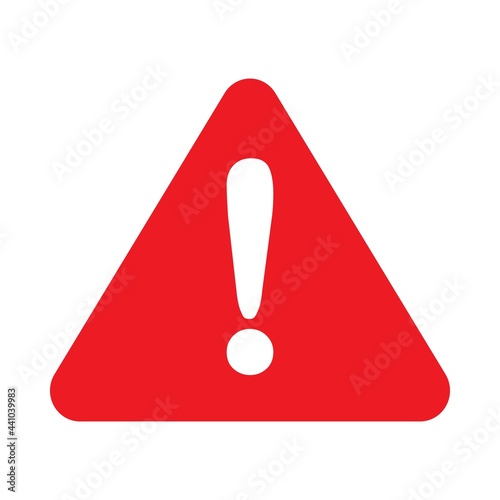 Red alert sign. Red exclamation mark. Caution and danger vector. photo
