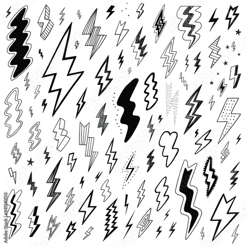 Lightning sign - doodle set , design elements