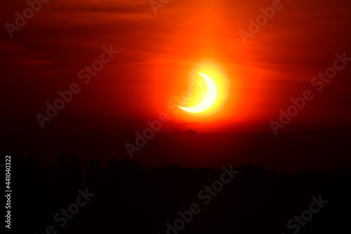 Solar eclipse sunrise