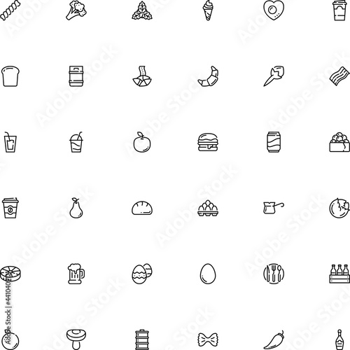 icon vector icon set such as: gunkan, effect, mentha, fast, contour, cork, protein, broccoli, boiled, cheese, mint leaves, rigatoni, orecchiette, poultry, refreshing, croissant, aromatic, china