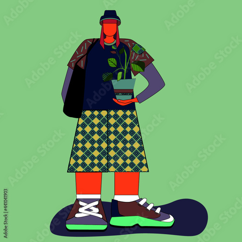 illustration of a person with a bag flawer photo