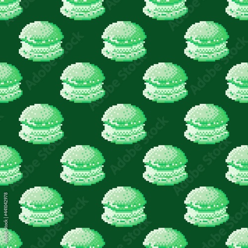 Macaron pattern pixel art. Seamless pattern. Pixel art Macaron pattern. Valentine's Day.