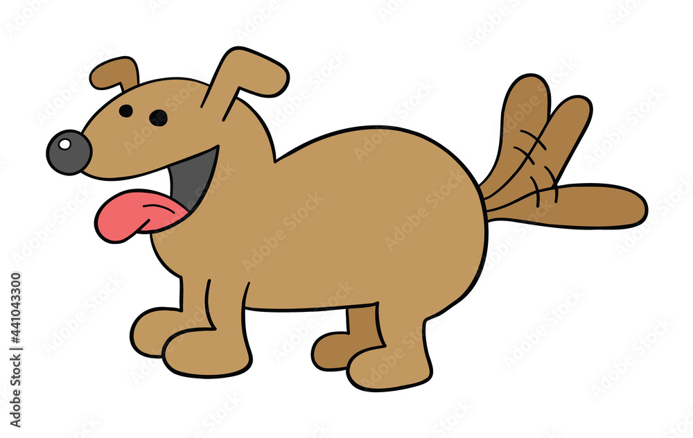 Obraz premium Cartoon dog is happy and wagging its tail, vector illustration