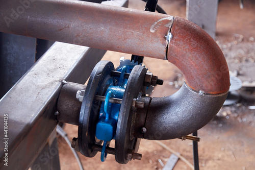 water gate valve and steel pipe connected before welding