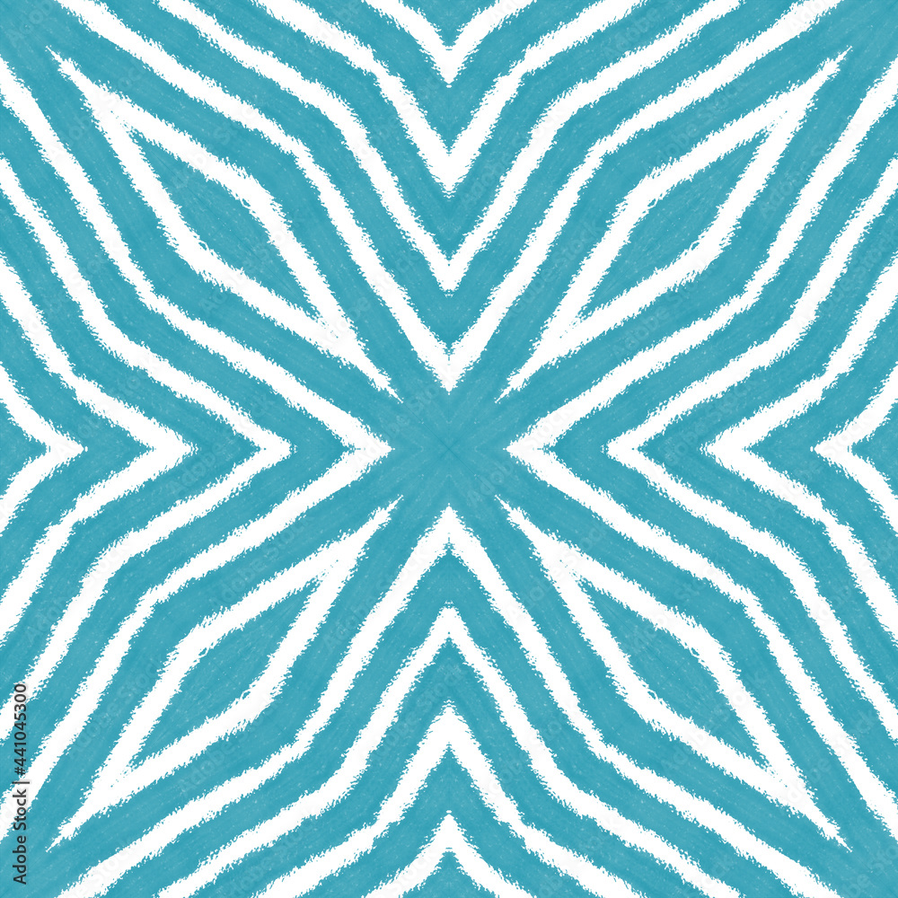 Striped hand drawn pattern. Turquoise symmetrical Striped hand drawn pattern. Turquoise symmetrical