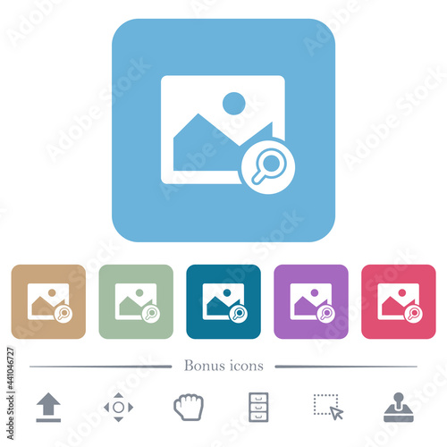 Search image flat icons on color rounded square backgrounds © botond1977