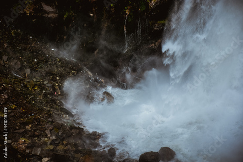 huge waterfall in the mountains