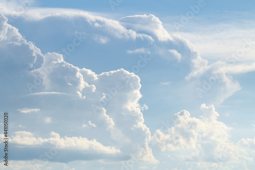 White clouds in the blue sky. Sky texture.