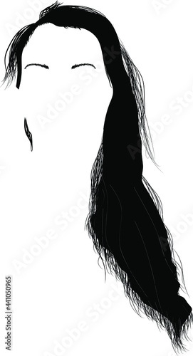 Vector illustration of woman long hair silhouette.