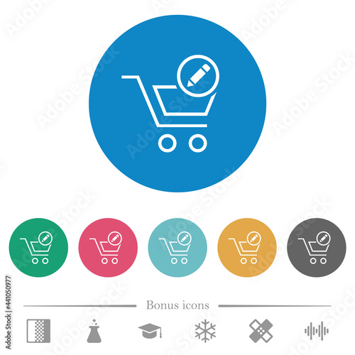 Edit cart items flat round icons