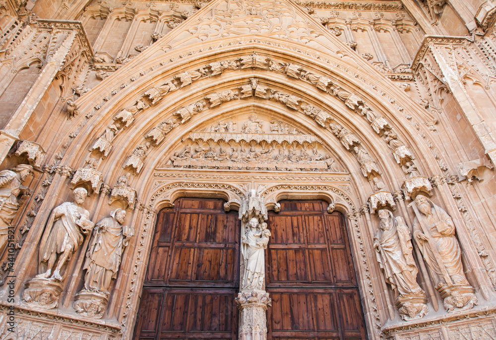 Antique passage with doors in the Palma Cathedral on Palma de Mallorca.