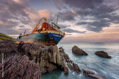 Cork, Ireland, jun 16, 2021 MV Alta Ghost Ship The MV Alta, which washed up on the Southeast coast of Ireland in County Cork, on the 16th of February 2020 Ballycotton by Storm Dennis - Ireland photo