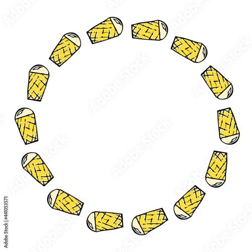 Cute colorful ice cream vector circle frame on white background